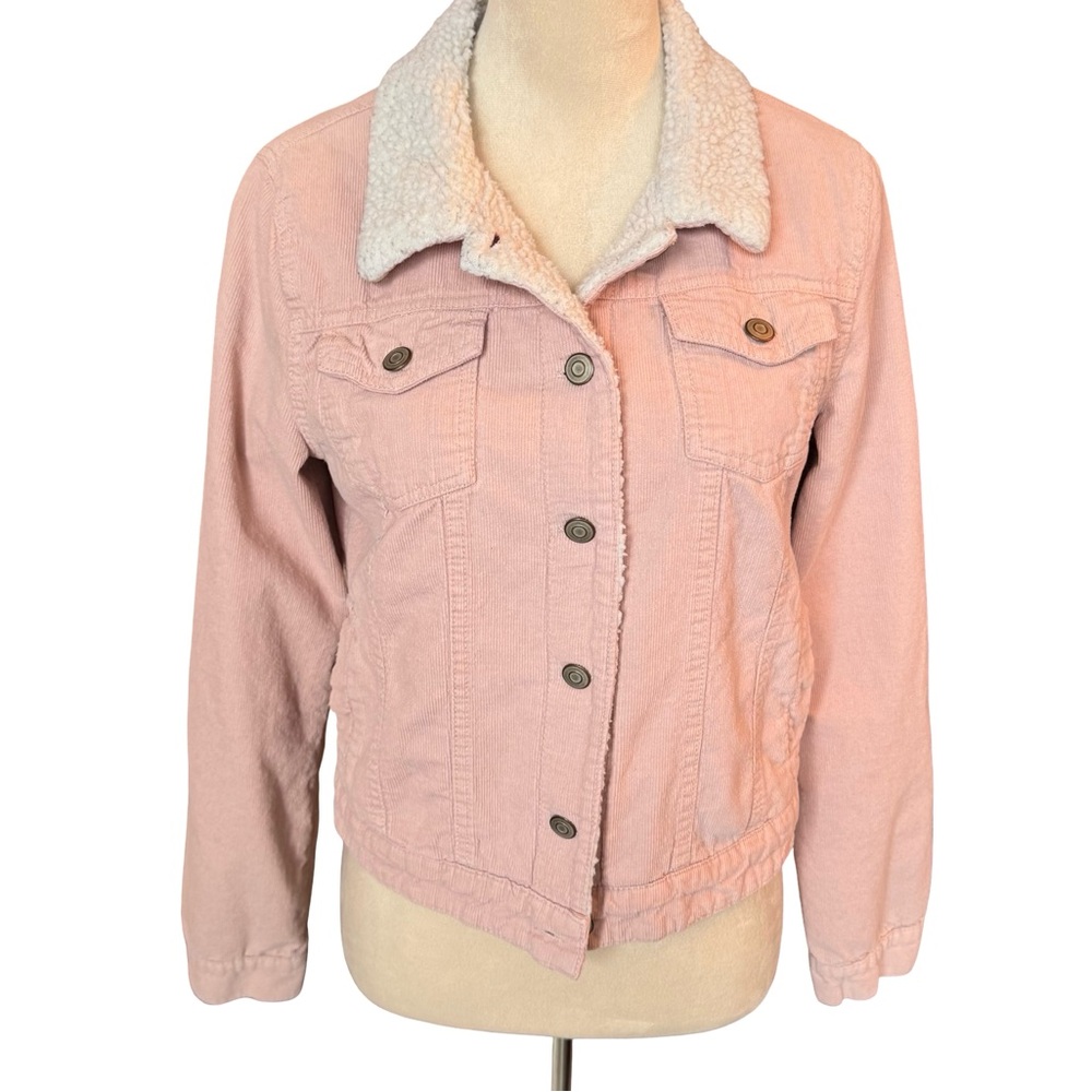 Ashley 26 International Corduroy Trucker Jacket Size M Pale Pink Teddy Lining
